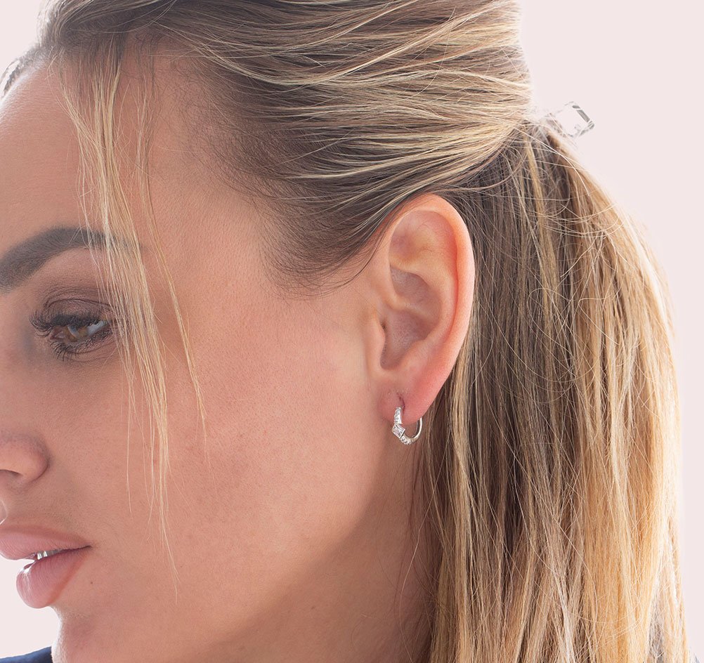 Boucles d'oreilles Diana Argent Cristal
