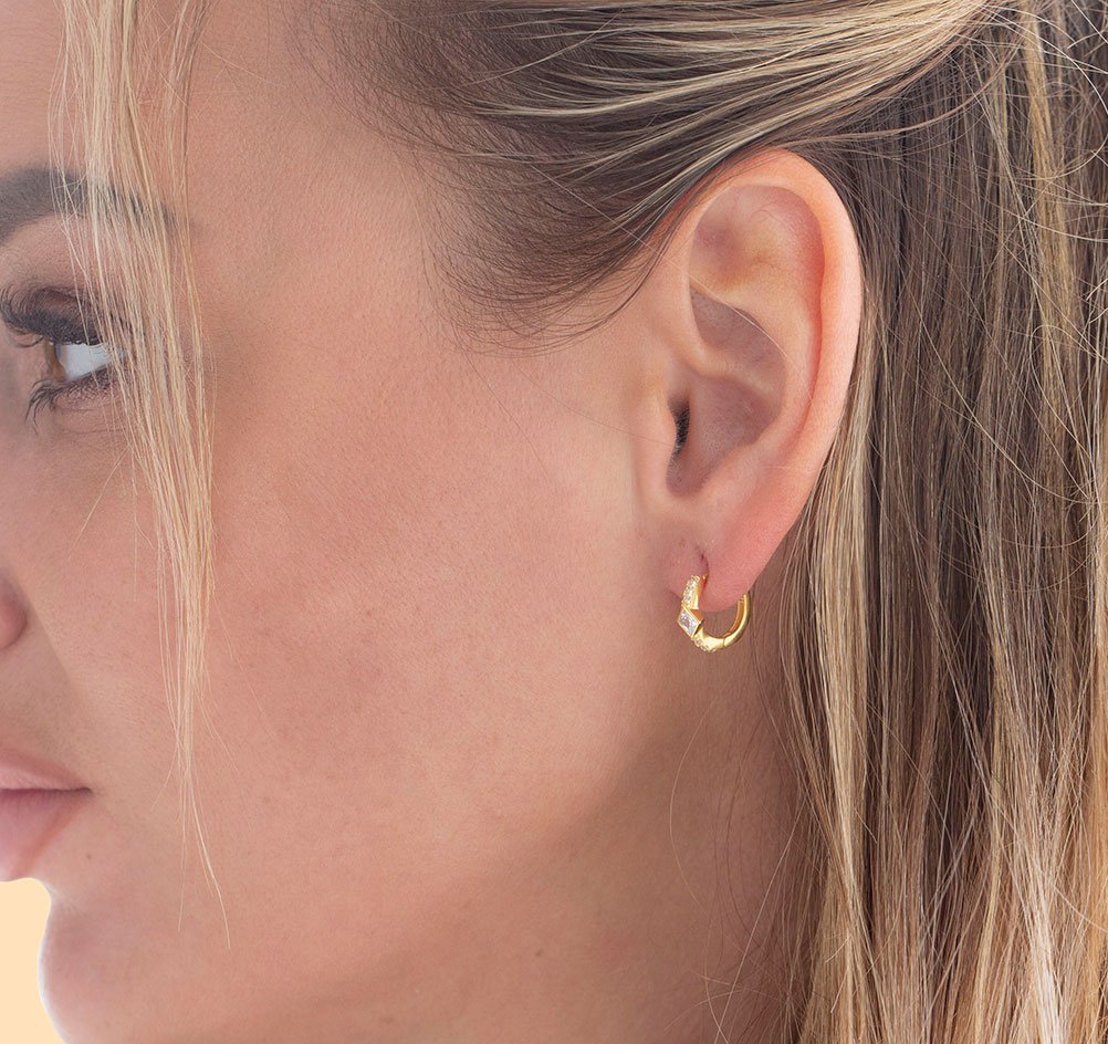 Boucles d'oreilles Diana Doré Cristal
