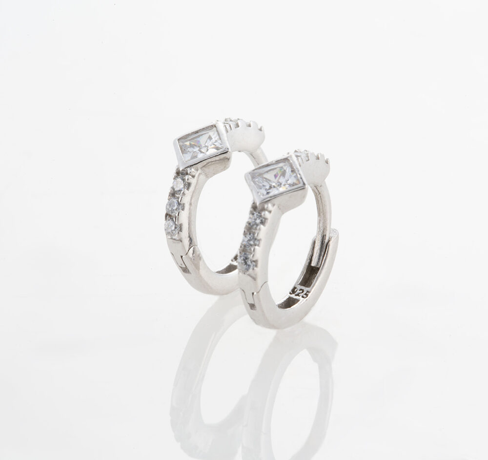 Boucles d’oreilles Diana Argent Cristal